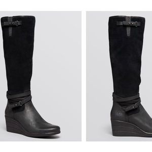 Women's Black Tall Wedge Boots - Lesley